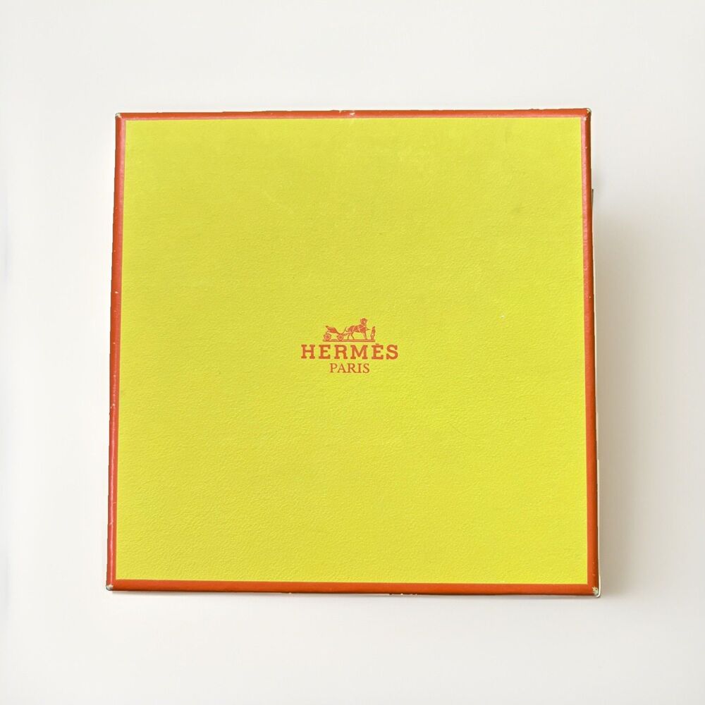 Vintage Hermes Paris Yellow and Orange Gift Box Empty BOX ONLY 4 7/8” x 1 3/4”